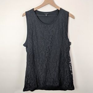 Women's Talbots Black Lace Front Tank Top Size XL